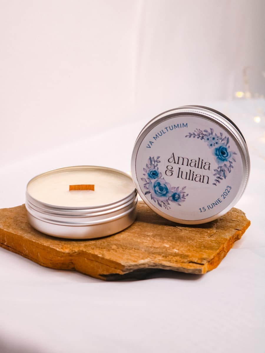 Marturii Nunta lumanare Cutiuta metalica 100g